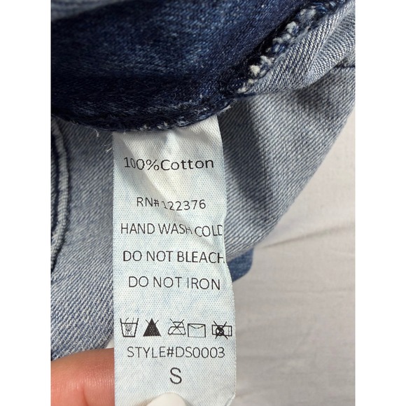 Womens Distressed Denim Overalls Ripped Blue Jeans Bib Jumpsuit Small - Picture 10 of 11